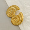 Wholesale Earrings Retro Conch Geometric Woven Stainless Steel 18K Gold Plated