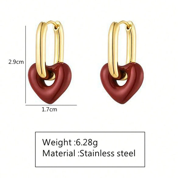 Wholesale Earrings Retro Hollow Stainless Steel Heart Shape Electroplated For Women