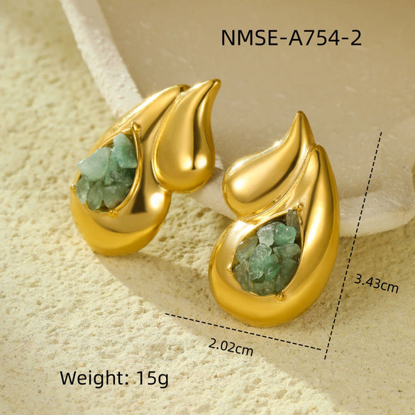Wholesale Earrings Retro Simple Titanium Steel And Stainless Steel 18K Plated Water Drop Style