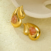 Wholesale Earrings Retro Simple Titanium Steel And Stainless Steel 18K Plated Water Drop Style