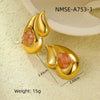 Wholesale Earrings Retro Simple Titanium Steel And Stainless Steel 18K Plated Water Drop Style