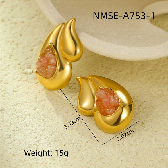 Wholesale Earrings Retro Simple Titanium Steel And Stainless Steel 18K Plated Water Drop Style