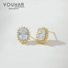 Wholesale Earrings S925 Silver Copper Geometric Microinlaid Zircon Real Gold Plated