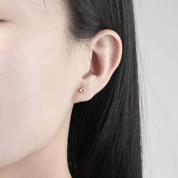 Wholesale Earrings S925 Silver Geometric Devil's Eye Electroplated