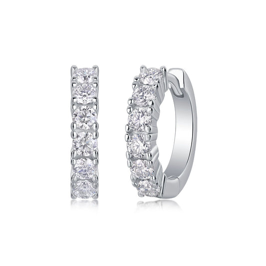 Wholesale Earrings S925 Silver Heavy Industry Inlaid Moissanite Geometric Style