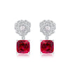 Wholesale Earrings S925 Silver Inlay Cultivation Red Treasure Geometric Plant Flowers Style