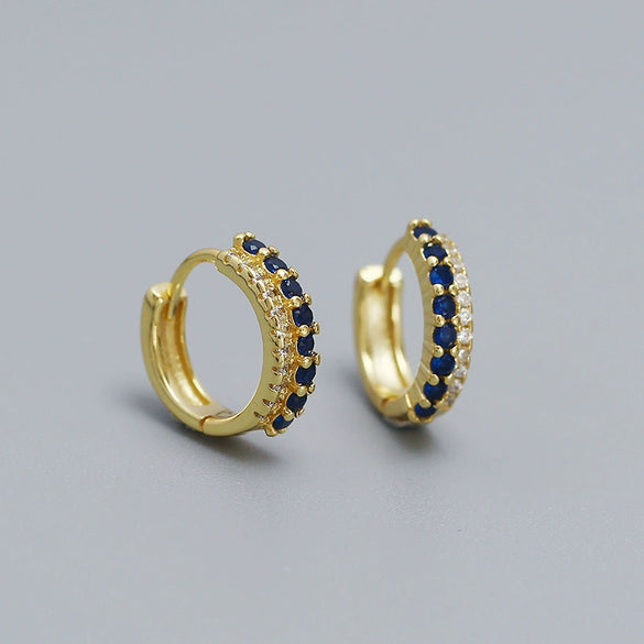 Wholesale Earrings S925 Silver Ins Style Geometric Mixed Color Diamond Inlaid For Women