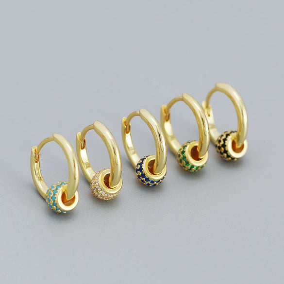 Wholesale Earrings S925 Silver Minimalist Rotating Beads Geometric Electroplated