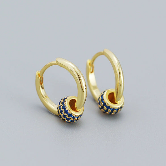 Wholesale Earrings S925 Silver Minimalist Rotating Beads Geometric Electroplated