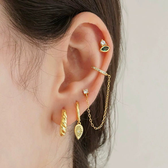 Wholesale Earrings S925 Silver Needle Copper Devil's Eye Water Drop Geometric Electroplated For Women