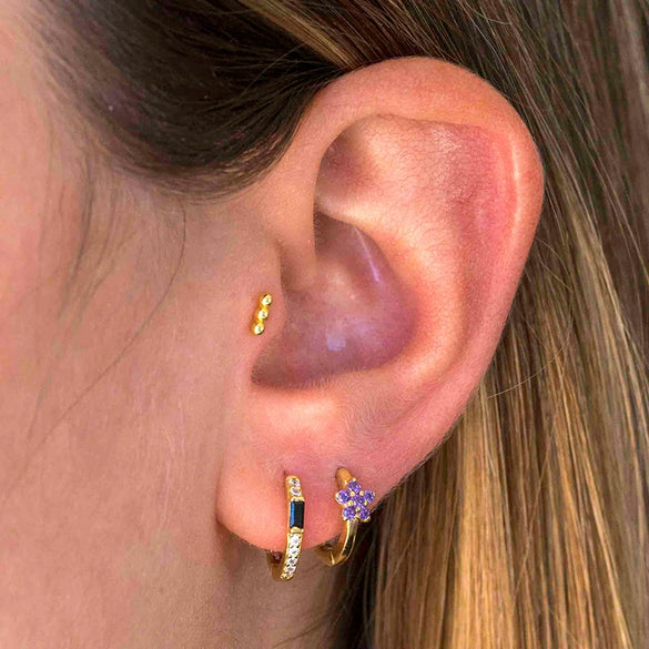 Wholesale Earrings S925 Silver Needle Copper Geometric Star Flower Design Electroplated