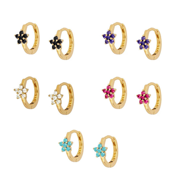 Wholesale Earrings S925 Silver Needle Copper Geometric Star Flower Design Electroplated