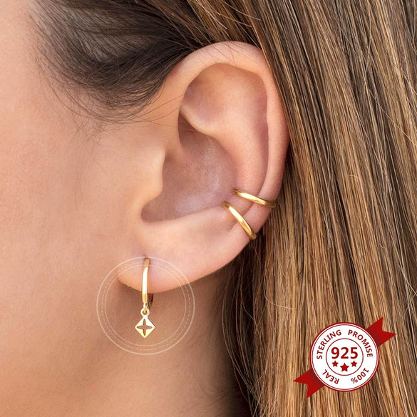 Wholesale Earrings S925 Silver Needle Geometric Cut Out Cross Design Electroplated