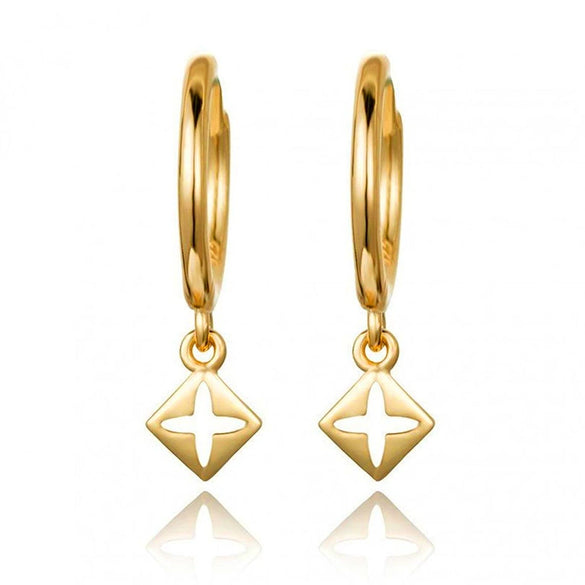 Wholesale Earrings S925 Silver Needle Geometric Cut Out Cross Design Electroplated