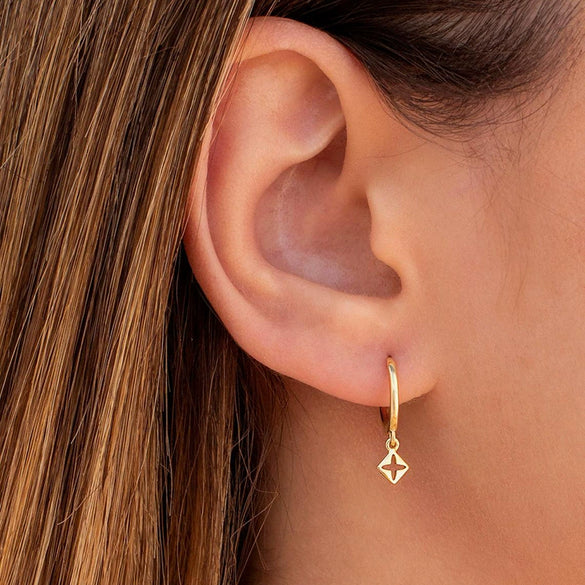 Wholesale Earrings S925 Silver Needle Geometric Cut Out Cross Design Electroplated
