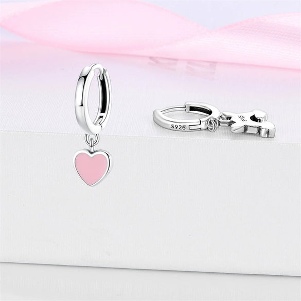 Wholesale Earrings S925 Sterling Silver Asymmetric Heart Shape Electroplated