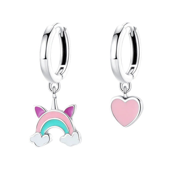Wholesale Earrings S925 Sterling Silver Asymmetric Heart Shape Electroplated