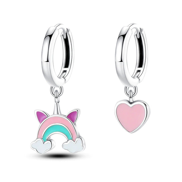 Wholesale Earrings S925 Sterling Silver Asymmetric Heart Shape Electroplated