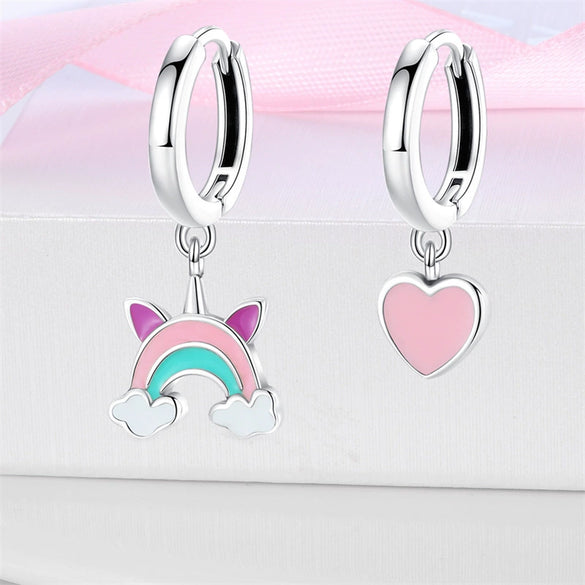 Wholesale Earrings S925 Sterling Silver Asymmetric Heart Shape Electroplated