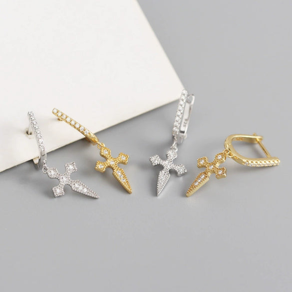 Wholesale Earrings S925 Sterling Silver Baroque Cross Geometric Electroplating Design For Women