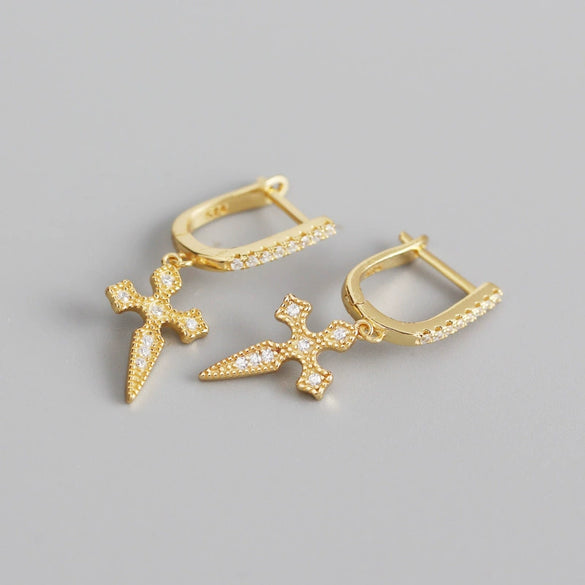 Wholesale Earrings S925 Sterling Silver Baroque Cross Geometric Electroplating Design For Women