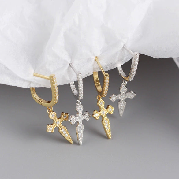 Wholesale Earrings S925 Sterling Silver Baroque Cross Geometric Electroplating Design For Women