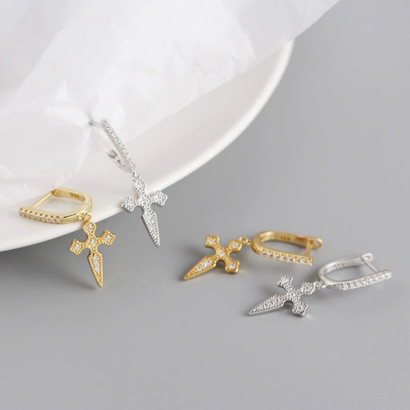 Wholesale Earrings S925 Sterling Silver Baroque Cross Geometric Electroplating Design For Women