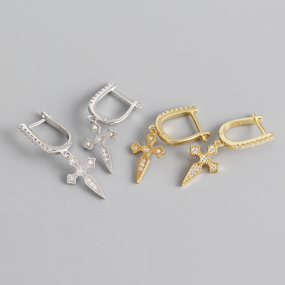 Wholesale Earrings S925 Sterling Silver Baroque Cross Geometric Electroplating Design For Women