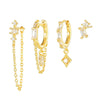 Wholesale Earrings S925 Sterling Silver Copper Geometric Zirconia Tassel Chain