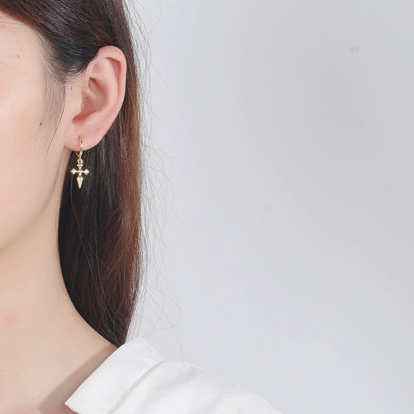 Wholesale Earrings S925 Sterling Silver Cross Heart Geometric Electroplated