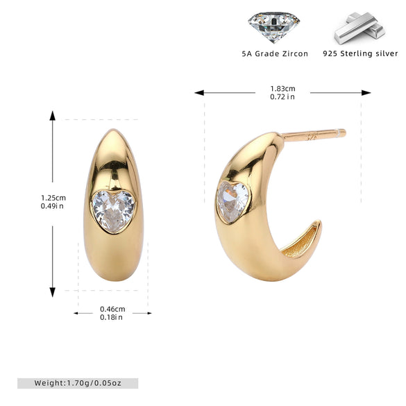 Wholesale Earrings S925 Sterling Silver Cshaped Inlaid Zircon Love Style