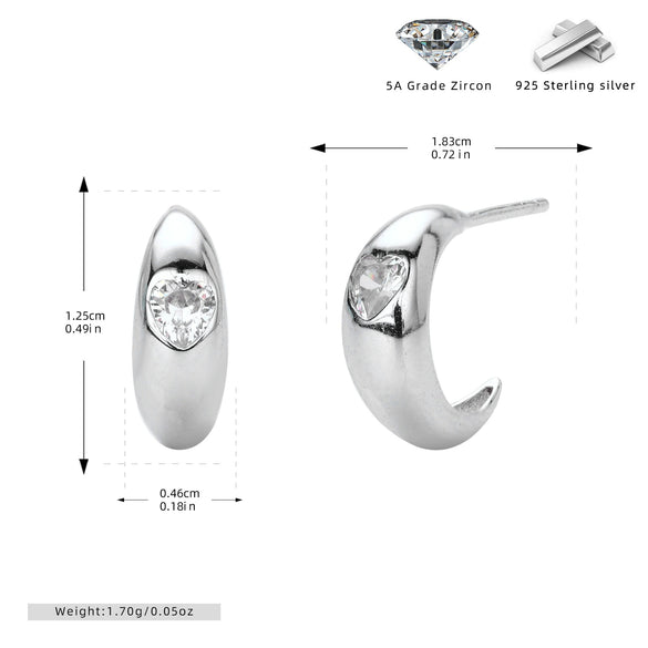Wholesale Earrings S925 Sterling Silver Cshaped Inlaid Zircon Love Style
