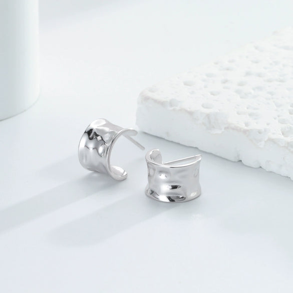 Wholesale Earrings S925 Sterling Silver Exaggerated Retro Cshaped Geometric Electroplated