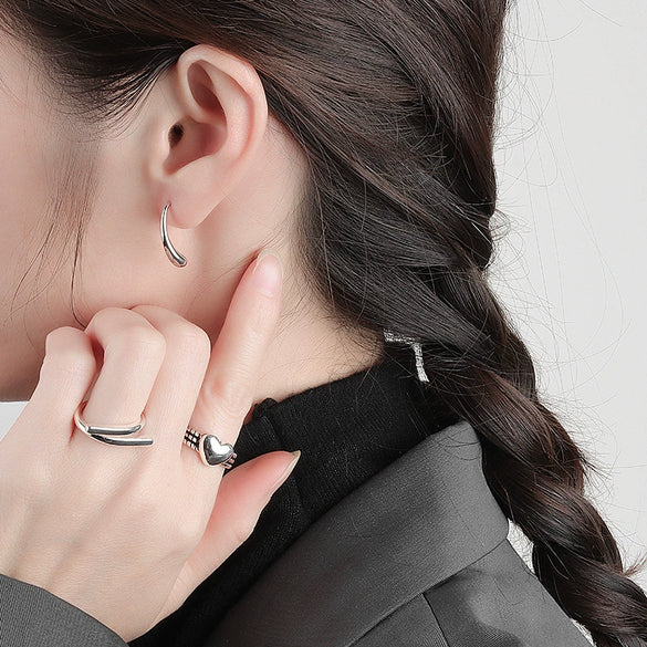 Wholesale Earrings S925 Sterling Silver Geometric Arc Drop Shaped Electroplated