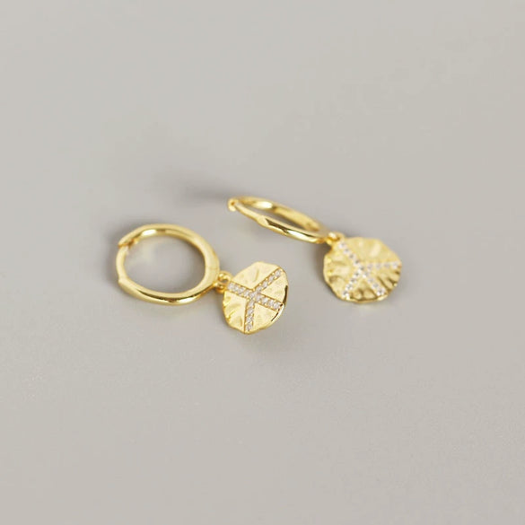 Wholesale Earrings S925 Sterling Silver Geometric Baroque Style Peace Logo For Women