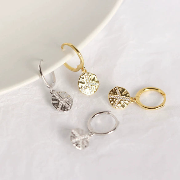 Wholesale Earrings S925 Sterling Silver Geometric Baroque Style Peace Logo For Women