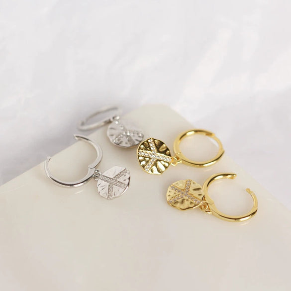 Wholesale Earrings S925 Sterling Silver Geometric Baroque Style Peace Logo For Women