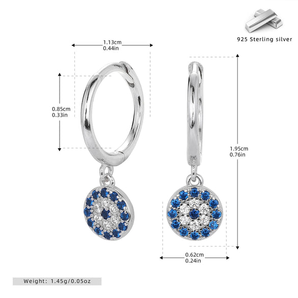 Wholesale Earrings S925 Sterling Silver Geometric Devil's Eye Fashion Temperament Ear Jewelry
