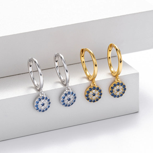 Wholesale Earrings S925 Sterling Silver Geometric Devil's Eye Fashion Temperament Ear Jewelry