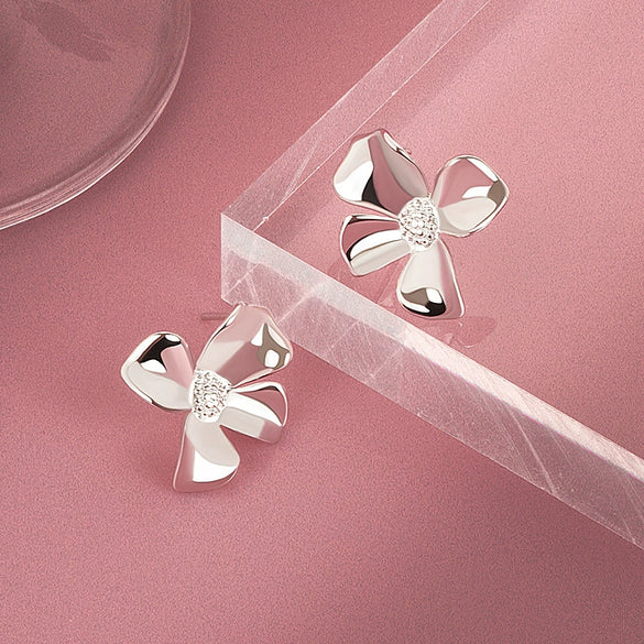 Wholesale Earrings S925 Sterling Silver Geometric Electroplating Flower Design