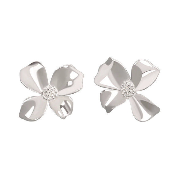 Wholesale Earrings S925 Sterling Silver Geometric Electroplating Flower Design