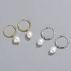 Wholesale Earrings S925 Sterling Silver Geometric Freshwater Pearl Electroplated