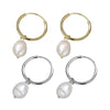 Wholesale Earrings S925 Sterling Silver Geometric Freshwater Pearl Electroplated