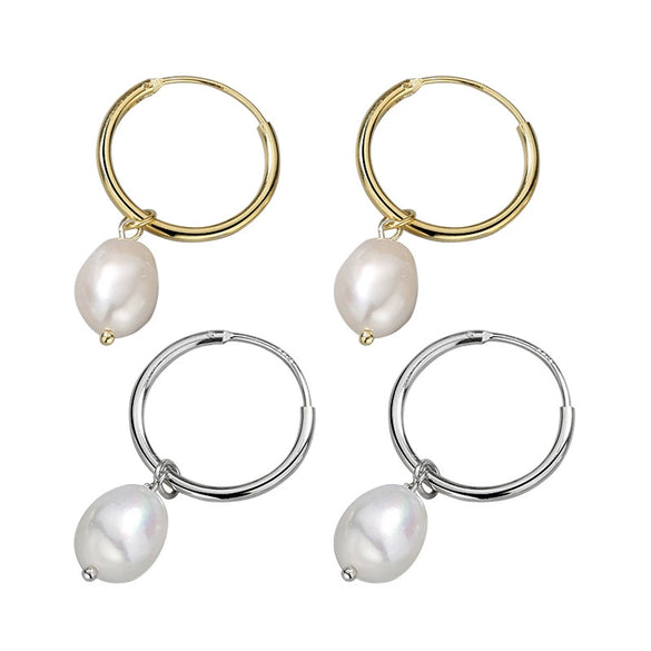 Wholesale Earrings S925 Sterling Silver Geometric Freshwater Pearl Electroplated