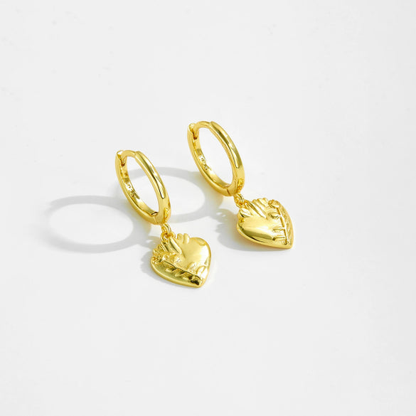Wholesale Earrings S925 Sterling Silver Geometric Love Pendant Electroplated Platinum 18K Gold Women's Jewelry