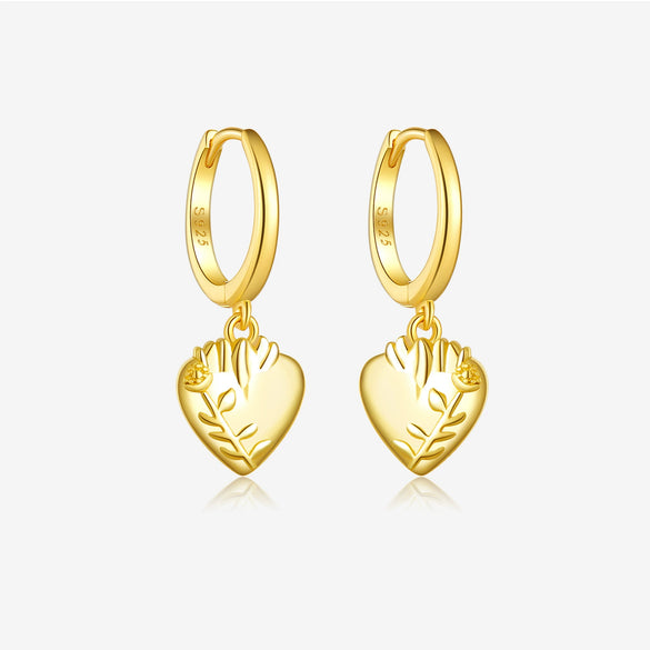 Wholesale Earrings S925 Sterling Silver Geometric Love Pendant Electroplated Platinum 18K Gold Women's Jewelry
