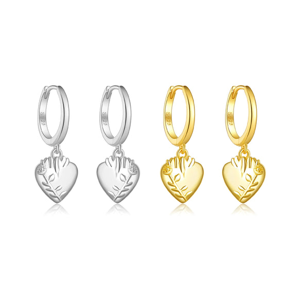 Wholesale Earrings S925 Sterling Silver Geometric Love Pendant Electroplated Platinum 18K Gold Women's Jewelry
