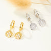 Wholesale Earrings S925 Sterling Silver Geometric Round Cross Micropaved Zircon Fashion Simple Niche Design