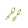 Wholesale Earrings S925 Sterling Silver Geometric Style Electroplated Long Feather Colorful Zircon Ear Buckle