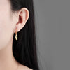 Wholesale Earrings S925 Sterling Silver Geometric Style Electroplated Long Feather Colorful Zircon Ear Buckle